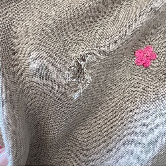 FREE PEOPLE Taupe Maxi Dress with Pink Floral Embroidery Size S - Picture 11 of 12